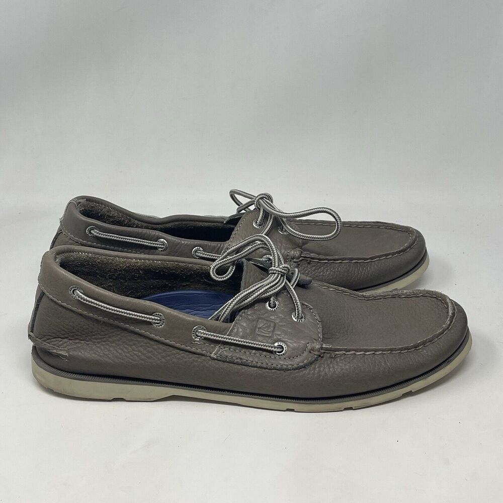 Sperry Top Sider Leeward Boat Shoes Mens 12 M Gray Leather 2 Eye Moccasins